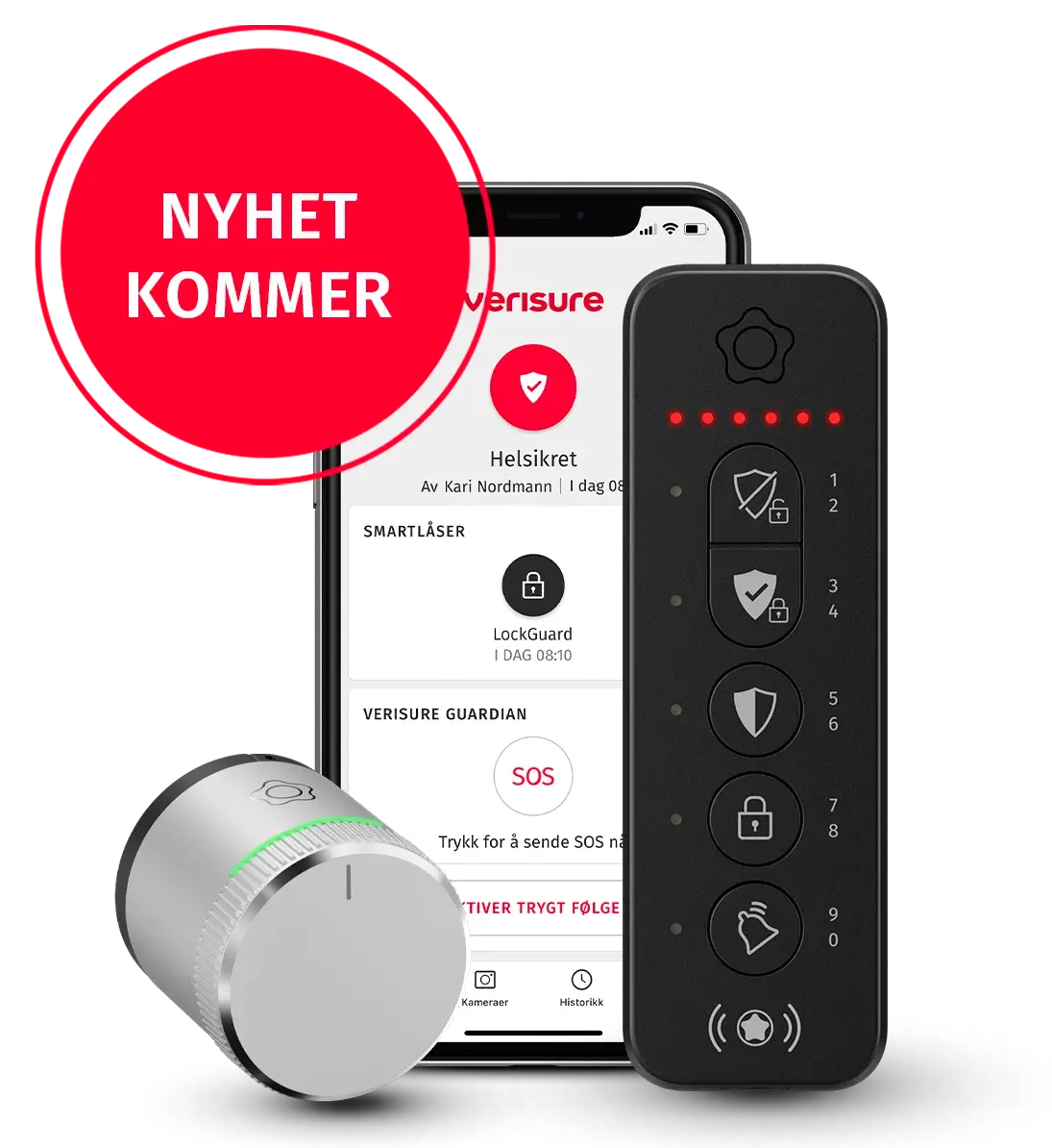 LockGuard elektronisk dørlås LockGuard elektronisk dørlås, utendørs betjeningspanel og verisure app