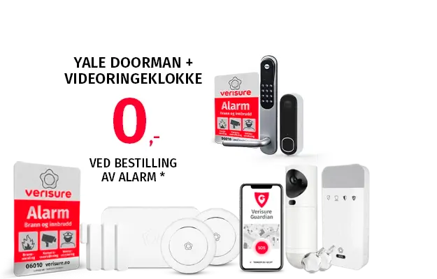 Tilbud på alarm med yale doorman og videoringeklokke